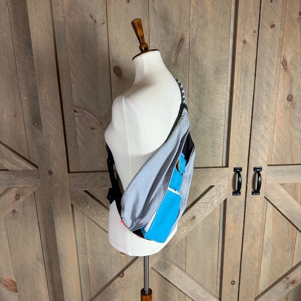 Kavu blue and gray Original rope sling bag with adjustable straps